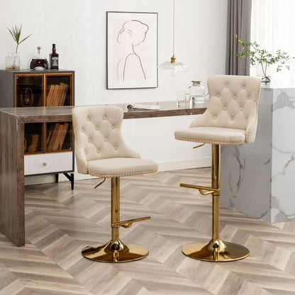 Gold Swivel Velvet Bar Stools Set of 4