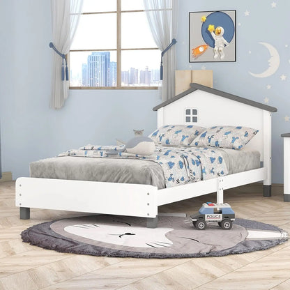 Twin Size  Bed Frame, with House-Shaped Headboard
