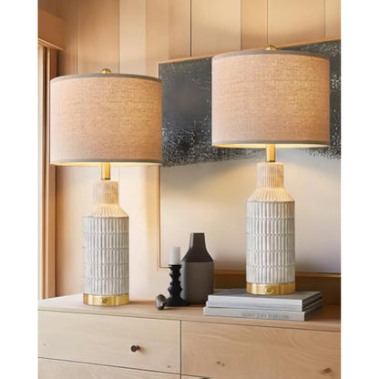 25in Modern Ceramic 3 Way Dimmable Touch Control Set of 2 Table Lamp