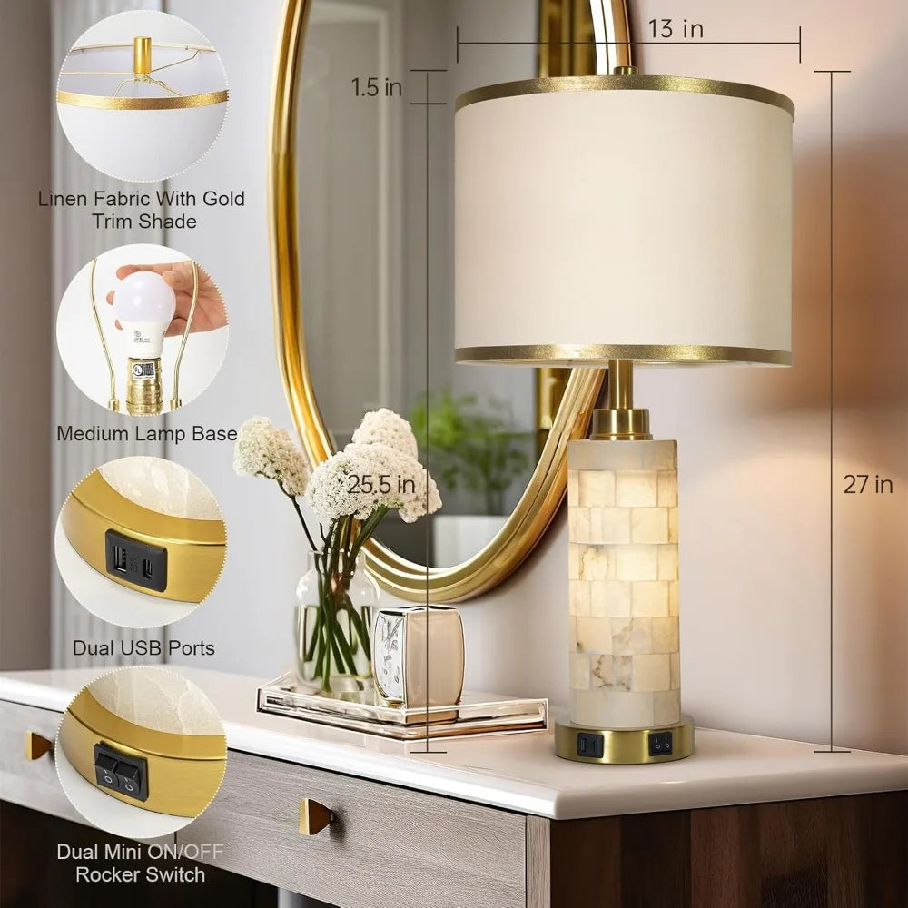 Natural Alabaster Lamp Set of 2
