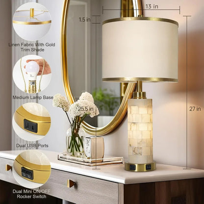 Natural Alabaster Lamp Set of 2