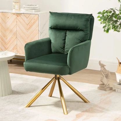 Office Desk Chair No Wheels,  Gold Legs