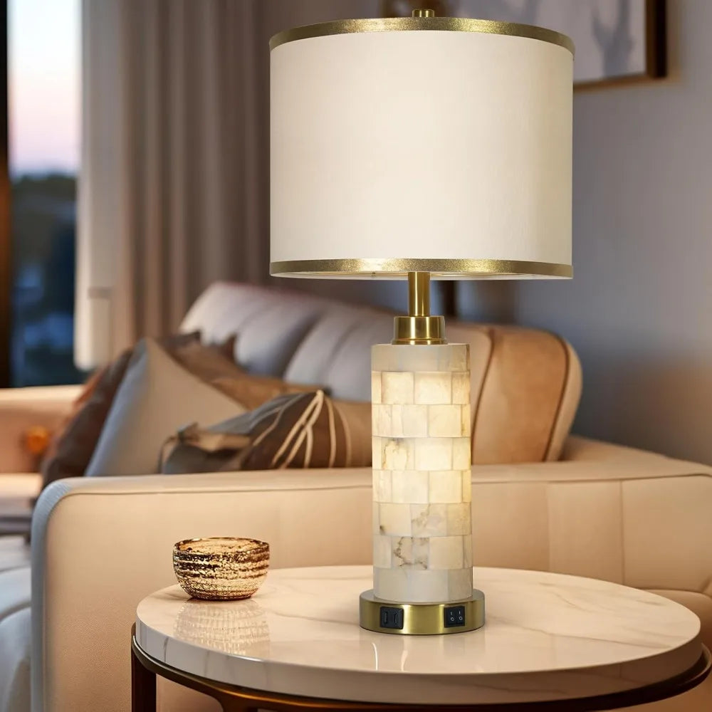 Natural Alabaster Lamp Set of 2