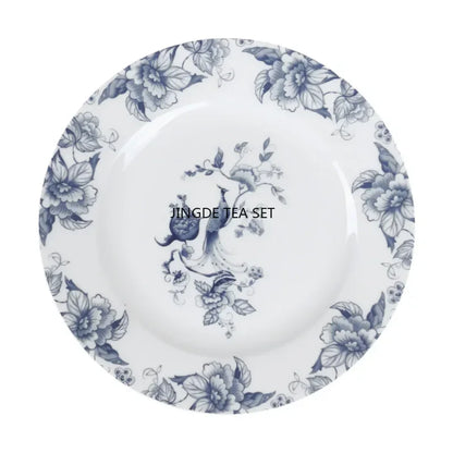 Bone Porcelain Dining Plate Coffee Tea Cup  Flower Bird Tableware
