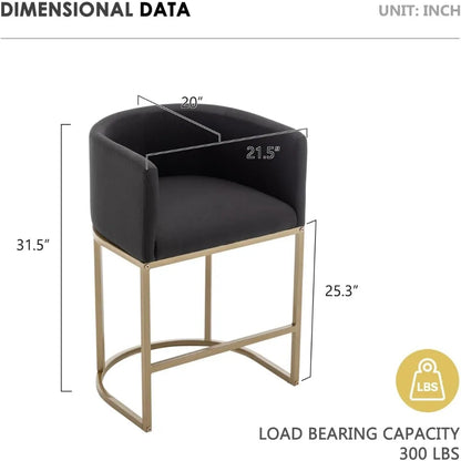 Modern Gold Bar Stools Set of 4