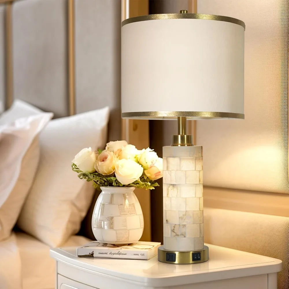 Natural Alabaster Lamp Set of 2