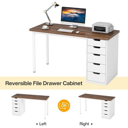 Modern Simple Computer Desk with 5 Drawers