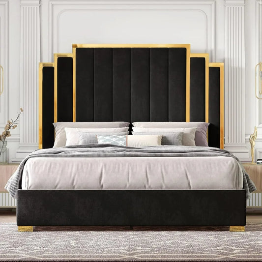 Modern Queen Size Platform  Bed and Headboard