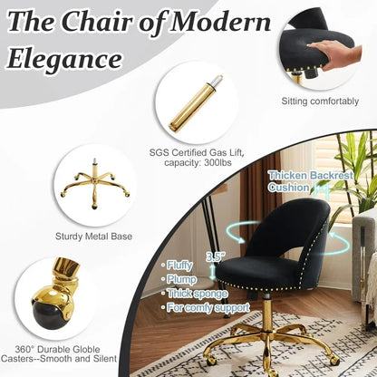 Small Velvet Swivel Task Chair