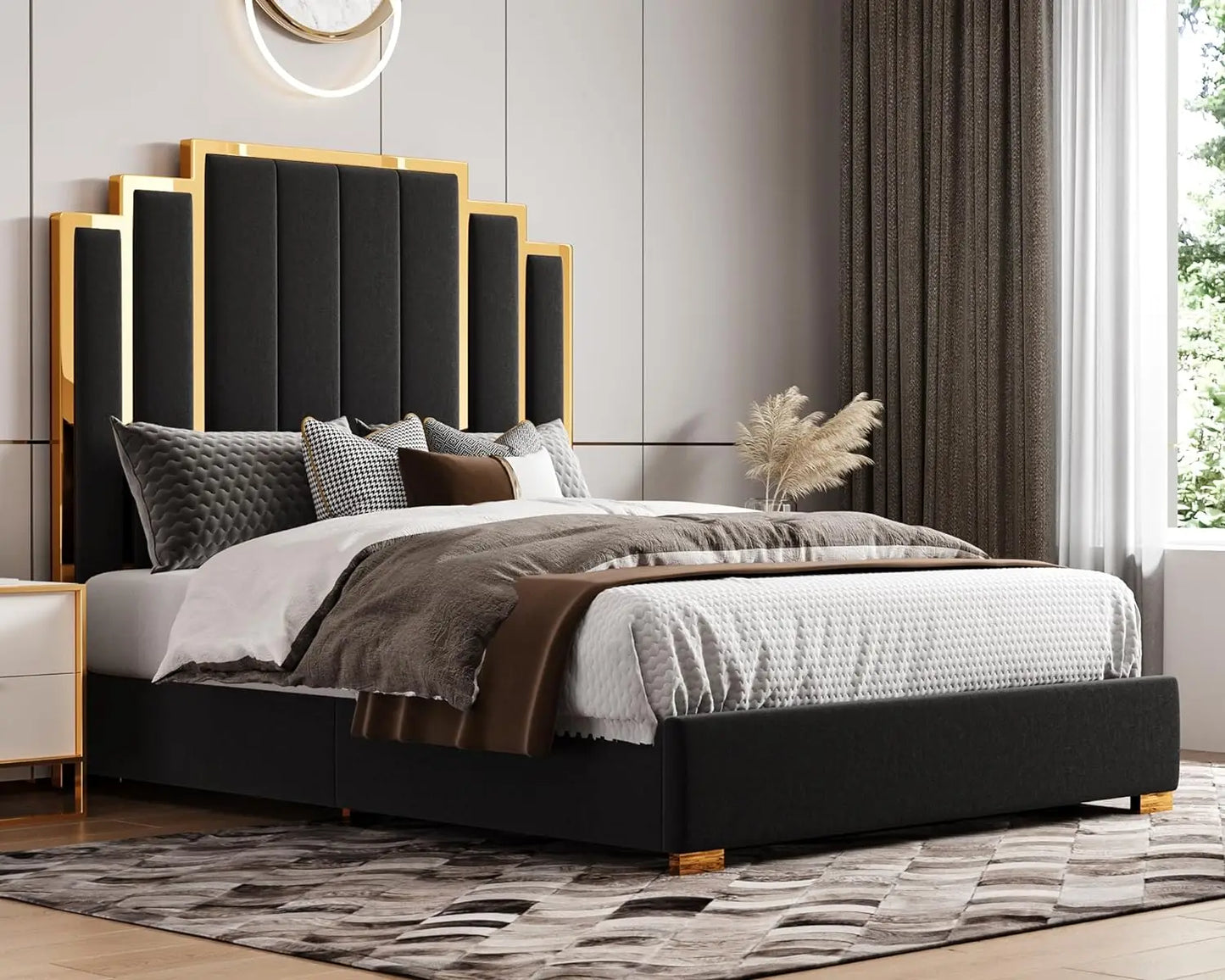 Modern Queen Size Platform  Bed and Headboard