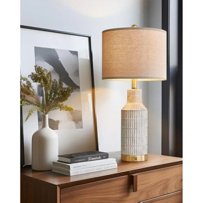 25in Modern Ceramic 3 Way Dimmable Touch Control Set of 2 Table Lamp