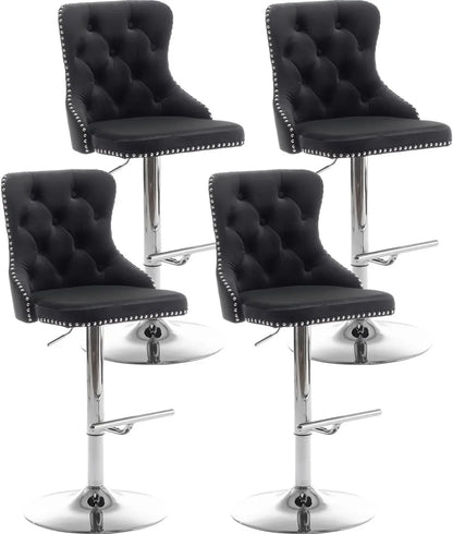 Gold Swivel Velvet Bar Stools Set of 4