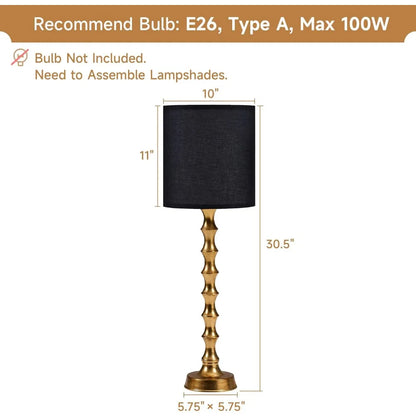 Gold Buffet Lamps Set of 2 with Black Shade
