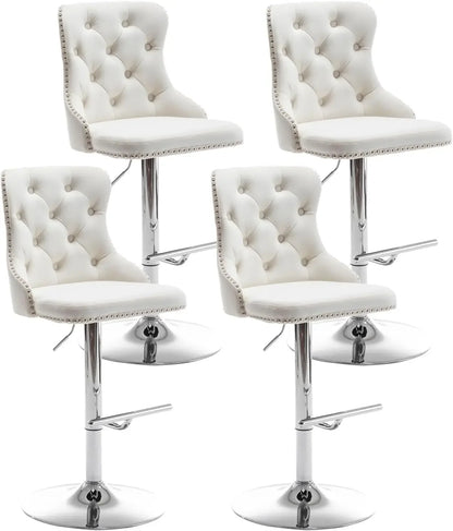 Gold Swivel Velvet Bar Stools Set of 4