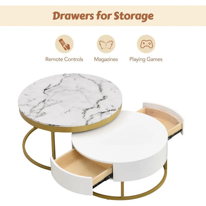 Nesting Coffee Table with Drawers
