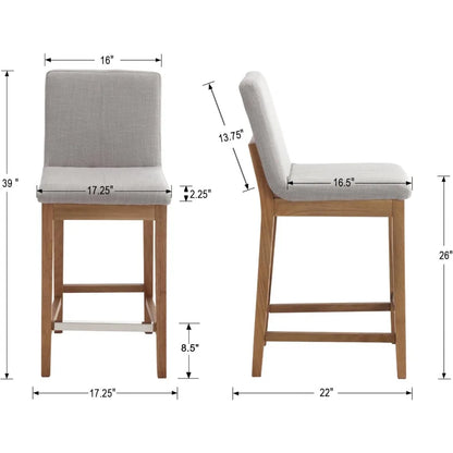 Set of 2 Counter Height Upholstered Bar Stools