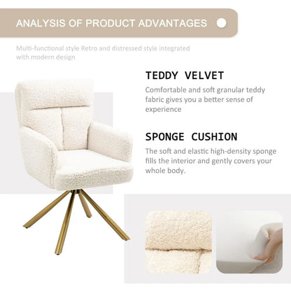 Office Desk Chair No Wheels,  Gold Legs