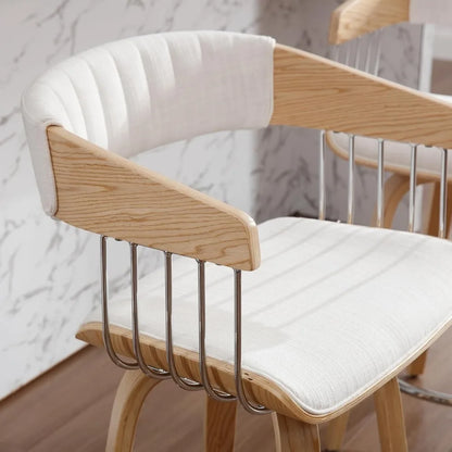 Set of 2 Upholstered Swivel Barstools with Back