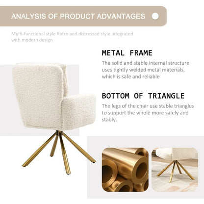 Office Desk Chair No Wheels,  Gold Legs