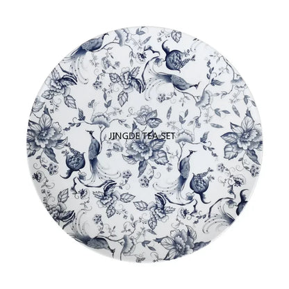 Bone Porcelain Dining Plate Coffee Tea Cup  Flower Bird Tableware