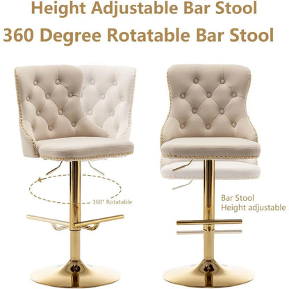 Gold Swivel Velvet Bar Stools Set of 4